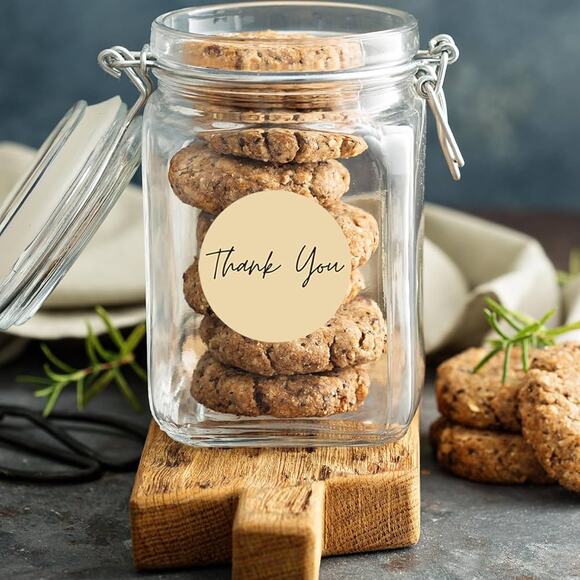 New 500 Piece Roll Self-Adhesive Brown Boho Thank You Stickers - 6 Designs - Picture 4 of 5